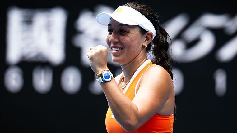 Jessica Pegula celebrates her quarter-final win over Amanda Anisimova