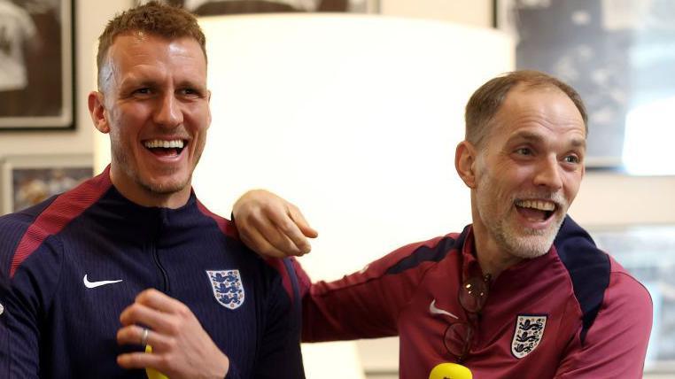 England manager Thomas Tuchel with Dan Burn