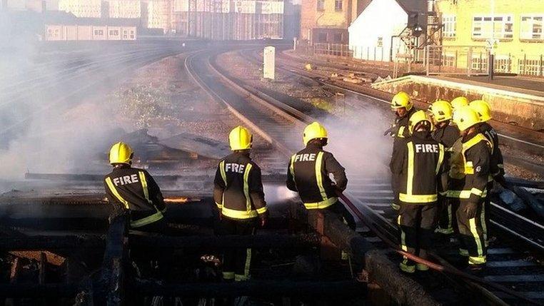 trackside fire in Vauxhall