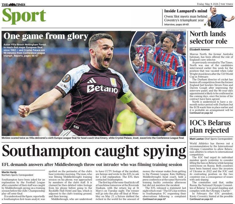The Times back page