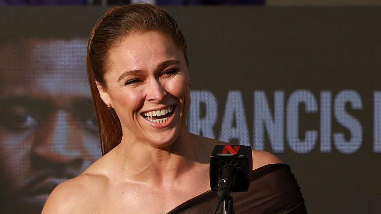 Ronda Rousey at a news conference to promote her bout with Gina Carano
