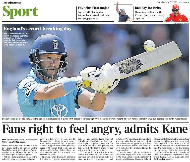 The Times back page