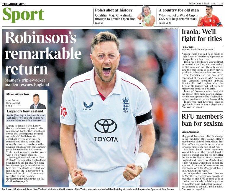 The Times back page