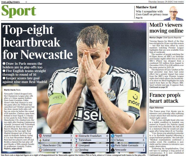 The back page of The Times