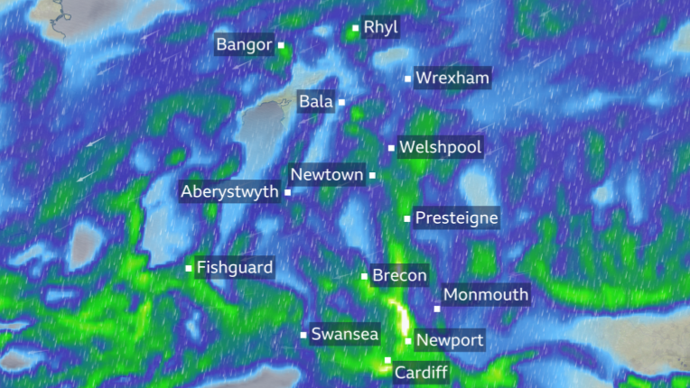 Weather graphic of Storm Claudia over Wales