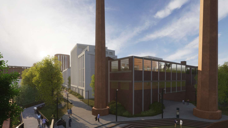 An artist's impression shows how the retained chimneys could look