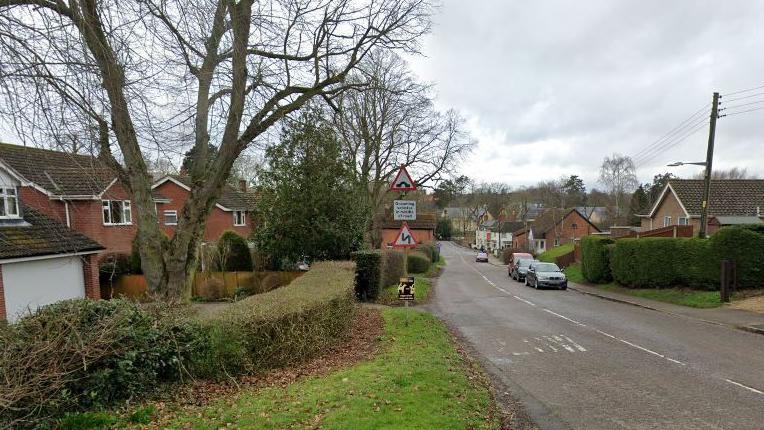 Streetview image of the main road through Whissendine, a rural village with a mix of Victorian and 20th Century housing
