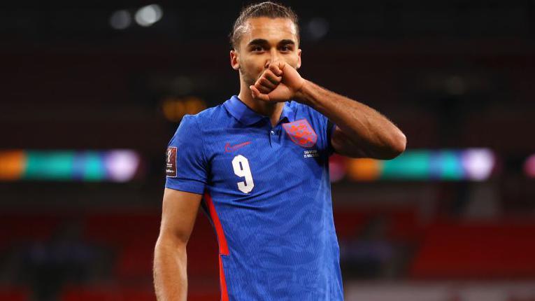 Dominic Calvert-Lewin of England celebrates after scoring his team's second goal during the FIFA World Cup 2022 Qatar qualifying match between England and San Marino
