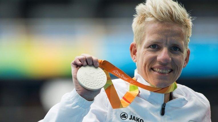 Belgium Marieke Vervoort after the women's 400 m, during the Rio 2016 Paralympics Games in Rio de Janeiro, Brazil, 10 September 2016.