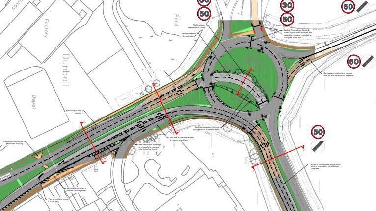 A design drawing for a roundabout in Somerset 