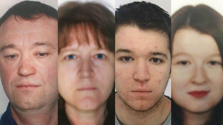 Combination of pictures shows the four members of the Troadec family - Pascal, Brigitte, Sebastien and Charlotte - who have disappeared in France