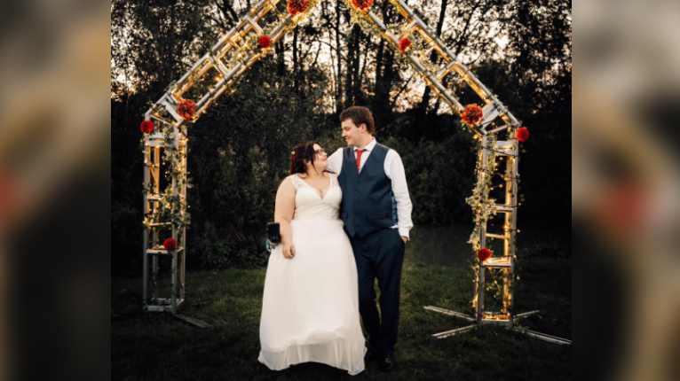 Holly and James on their wedding day 