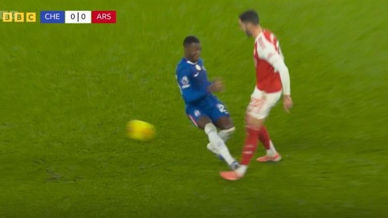 Caicedo was sent off for this challenge on  Arsenal's Mikel Merino in the 38th minute