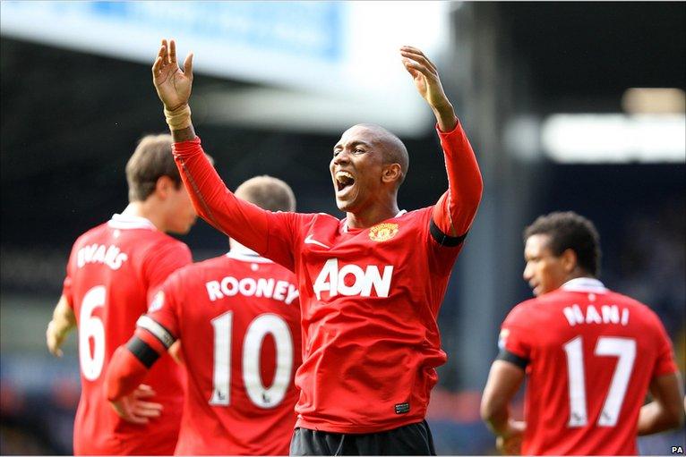 Ashley Young scores for Manchester United