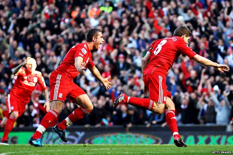 Steve Gerrard scores for Liverpool