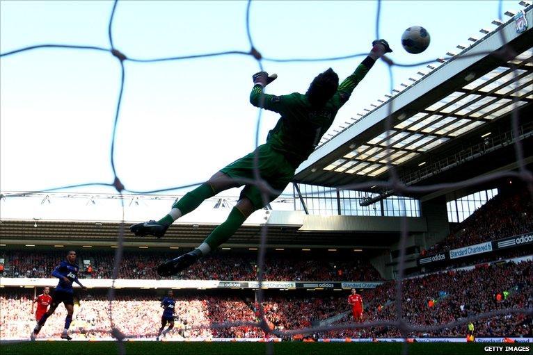 David de Gea makes a save