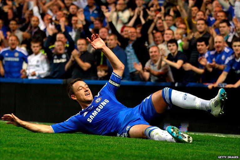 John Terry celebrates his headed goal