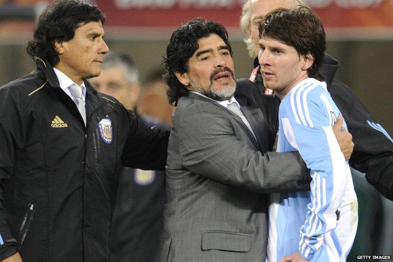 Messi with Diego Maradona