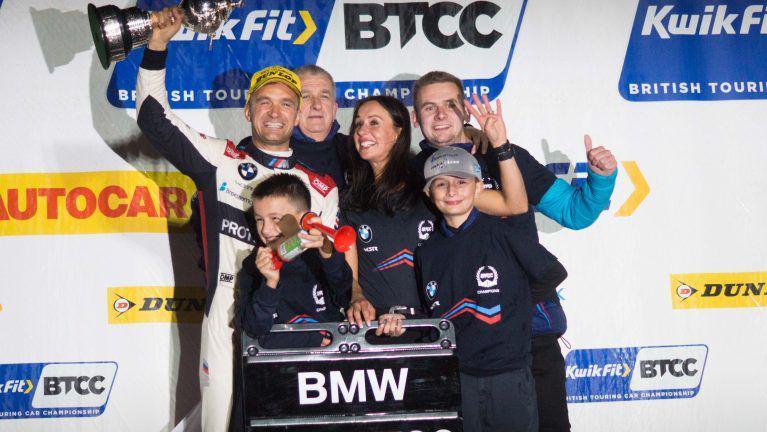 Colin Turkington celebrates his title with his family 