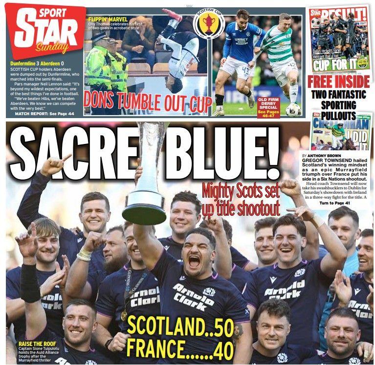 The back page of the Scottish edition of The Star on Sunday, 080326