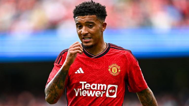 Jadon Sancho in action for Manchester United