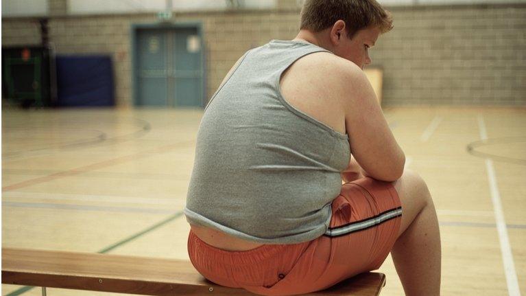 Obese child on bench