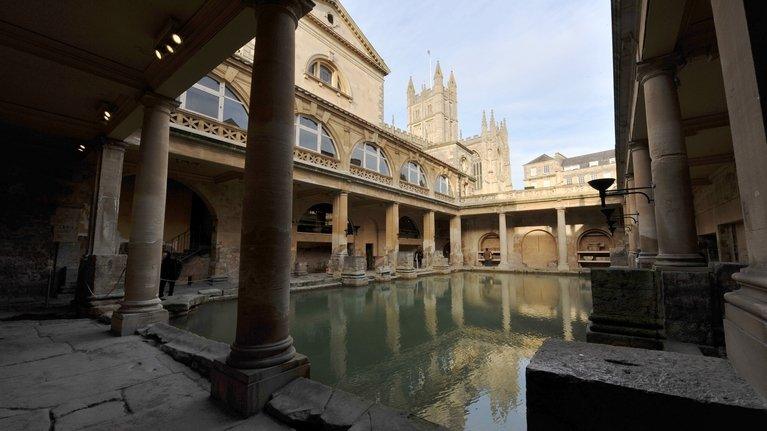 Roman Baths which are supplied by the city's hot springs