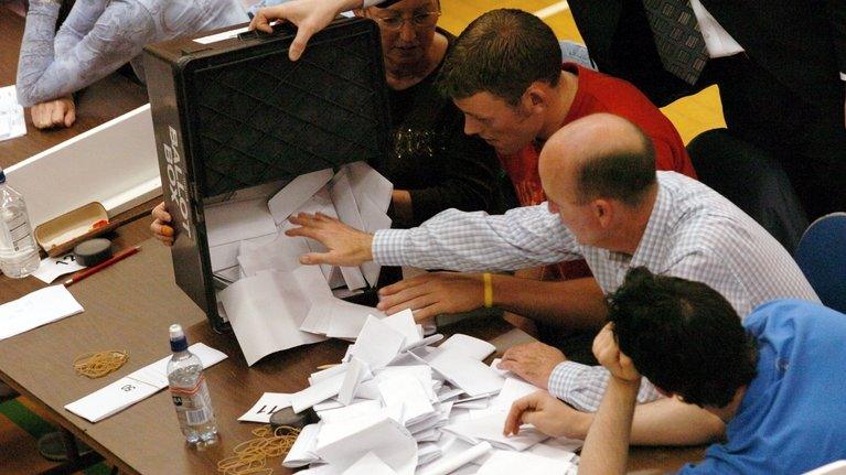 Generic picture of ballot papers being counted, from 2004