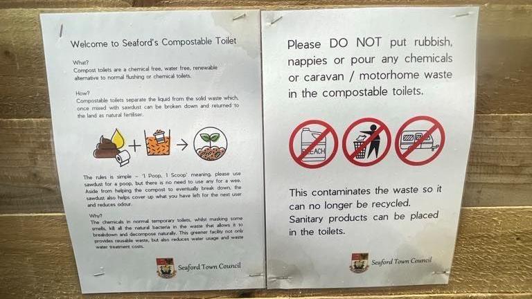 Instructions on how to use the toilets