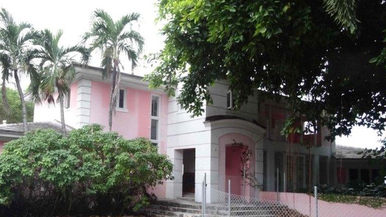 The entrance of a house that used to belong to notorious Colombian drug lord Pablo Escobar is pictured on January 13, 2016,