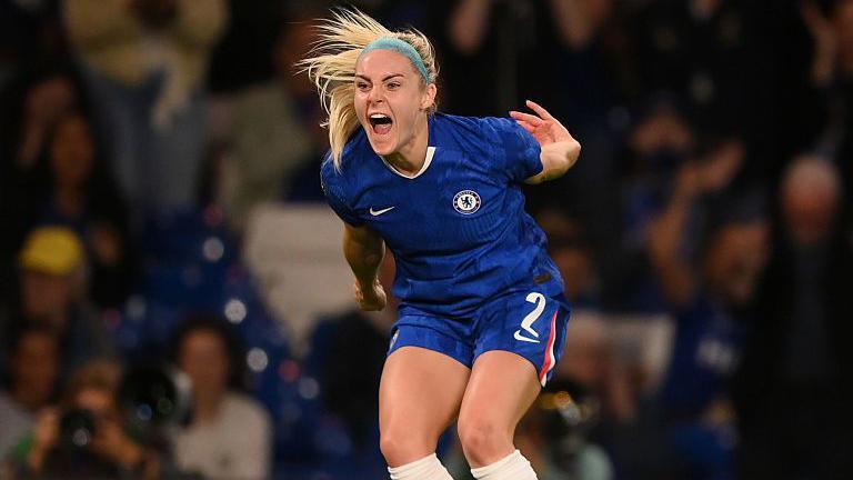Ellie Carpenter celebrates Chelsea's first goal which she assisted