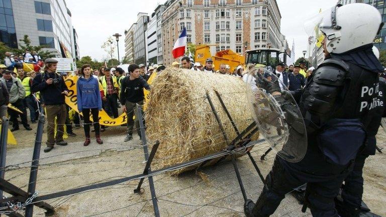 Farmers protest in Brussels