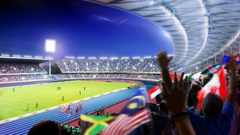 An artist's impression of how the Alexander Stadium in Birmingham will look