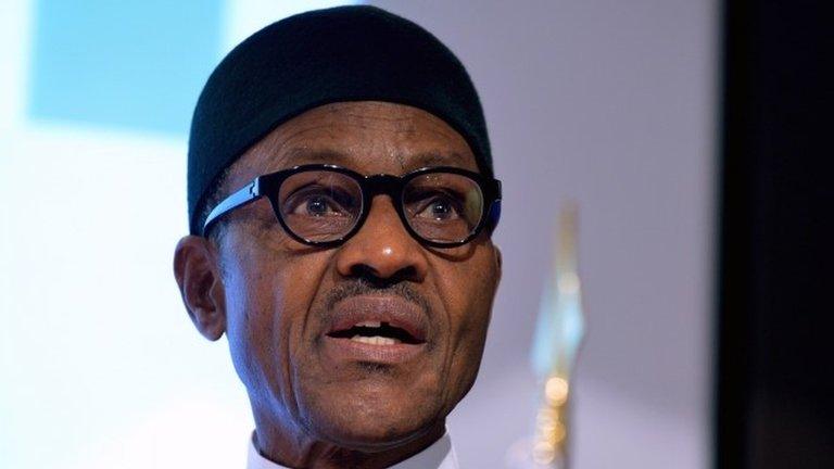 Nigeria"s President Muhammadu Buhari addresses a Franco-Nigerian business forum at French employer association Medef"s headquarters in Paris on September 15, 2015.