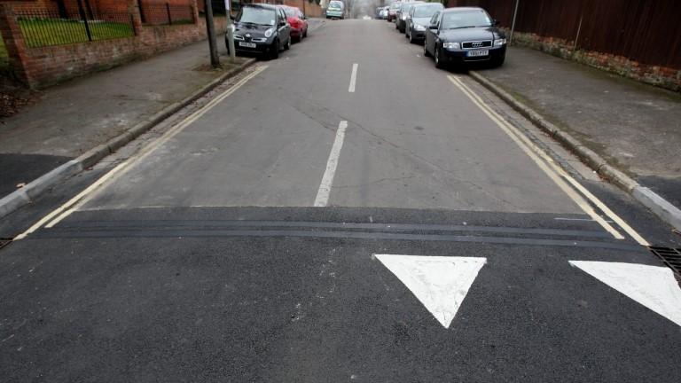 Speed bump in residential street