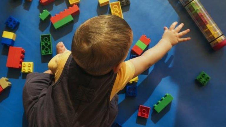 Boy playing with blocks