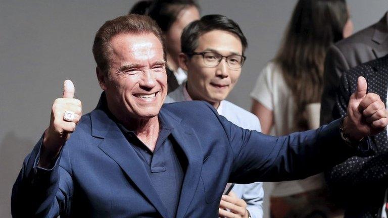 Actor Arnold Schwarzenegger attends a promotional tour for the film "Terminator Genisys" in Shanghai, China, in this file photo taken August 19, 2015