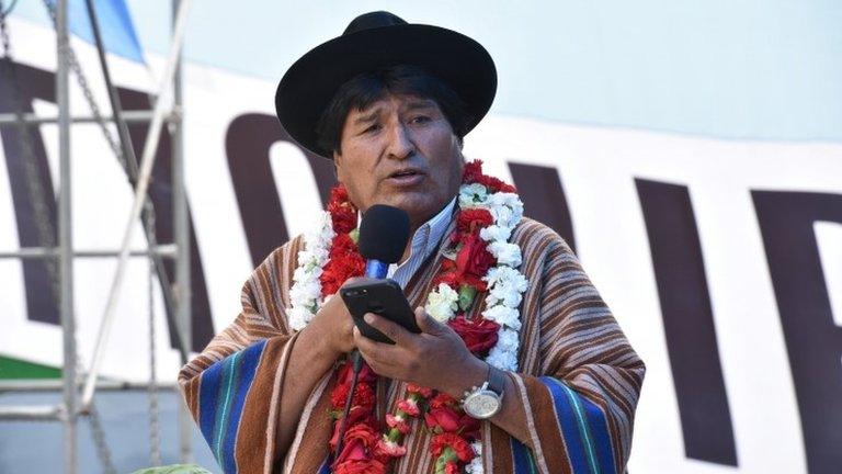 Bolivia"s President Evo Morales speaks during a ceremony in Tiquipaya, Cochabamba, Bolivia, November 28, 2017