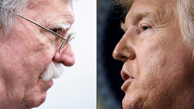 John Bolton (left) and Donald Trump