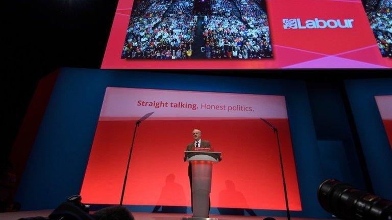 Jeremy Corbyn speaking to the Labour conference