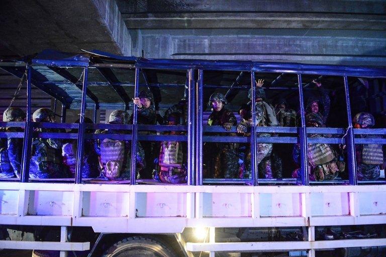 A truck with Filipino military personnel arrive outside the Resort World Manila hotel in Pasay city, south of Manila, Philippines, 02 June 2017.