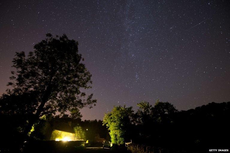 Meteor shower in the village of Rievaulx in near Helmsley in North Yorkshire