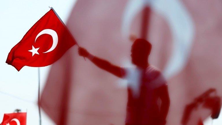 Man waving Turkish flag