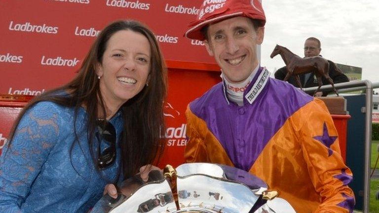 Trainer Laura Mongan and jockey George Baker