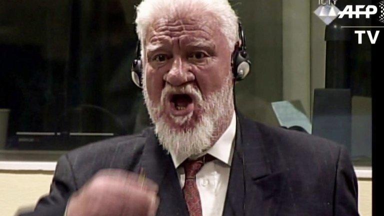 Slobodan Praljak in court at The Hague. Photo: 29 November 2017