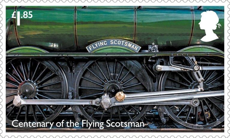 Flying Scotsman stamp featuring Queen's head