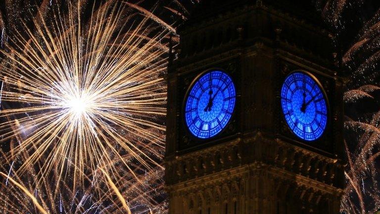 Fireworks around Big Ben