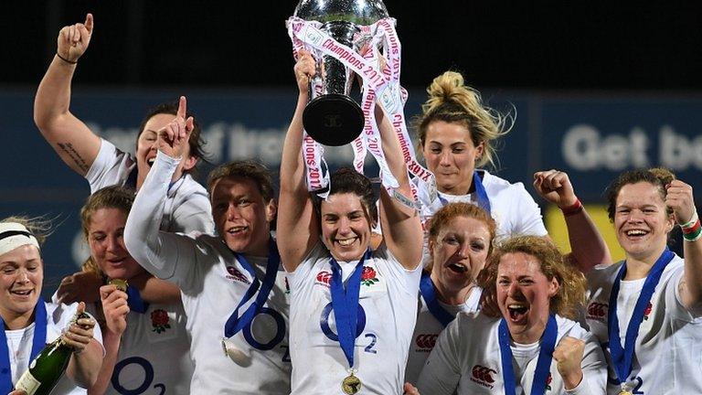 England receive the Six Nations trophy