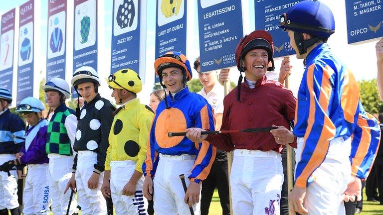 Winning jockey Wayne Lordan, third from right