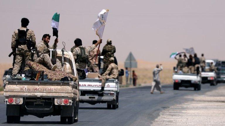 Syrian Democratic Forces (SDF) fighters on their way to Raqqa, Syria June 6, 2017